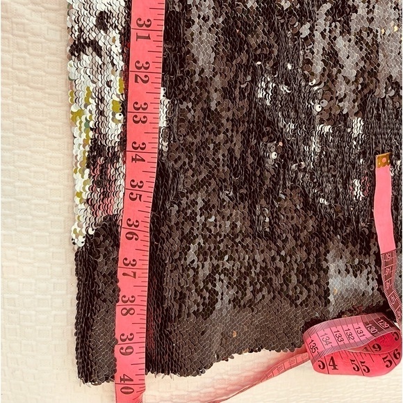 NAEEM KHAN Silver Black Sequin Sheath Open Back Dress - Picture 13 of 16